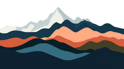 Abstract Mountain Range in Earthy Tones