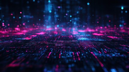 Fototapeta premium 3d technology abstract neon light background, empty space scene, spotlight, dark night, virtual reality, cyber futuristic sci-fi background, street floor studio for mock up. colored geometric.