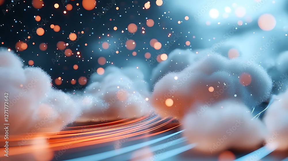 Poster high-tech internet data transfers through dynamic global cloud networks futuristic digital landscape