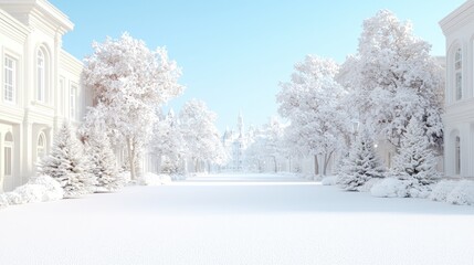 Obraz premium Snowy street, winter houses, idyllic scene, postcard