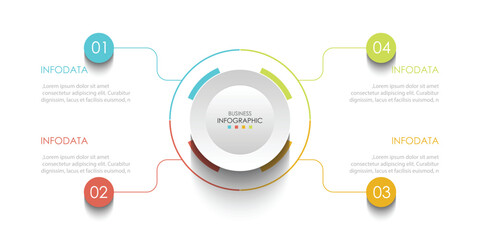 Circle infographic vector illustration with 4 steps, infographic template design. Can be used for process diagrams, presentations, workflows.