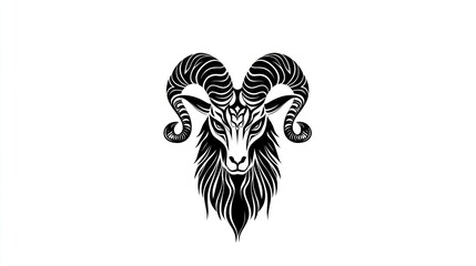 Obraz premium Ornate ram head design; decorative black and white; spiritual; possible use in posters or cards