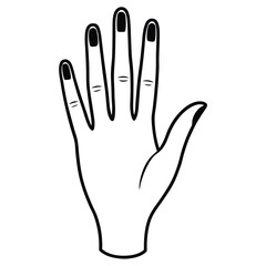 Obraz premium black line art illustration of a gracefully posed human hand, isolated on a solid white background 