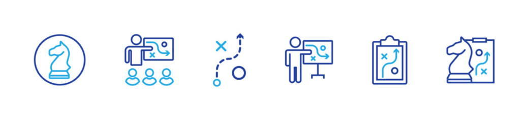 Business strategy thin icon set. Strategy management and planning concept. Action plan, solutions, plans, and success targets. Vector illustration. stock. eps 10.