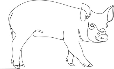 Сontinuous abstract line drawing of pig hand drawn