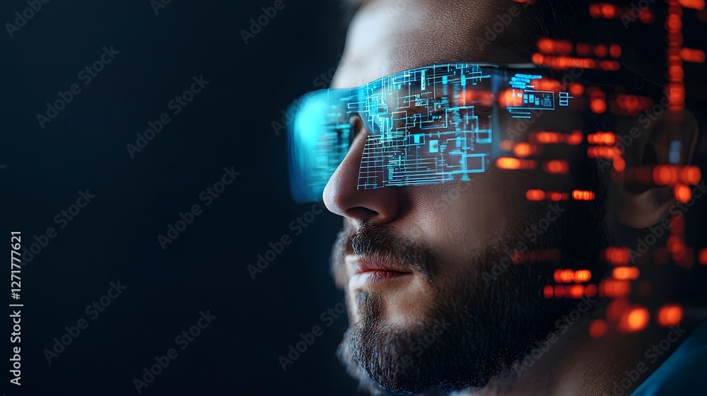 Poster futuristic ai powered holographic human rights monitoring system with real time bias detection and a