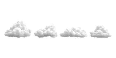 Set of 3D Cloud PNG Against Transparent Background for Weather Icons, Digital Graphics, or Sky-themed Designs