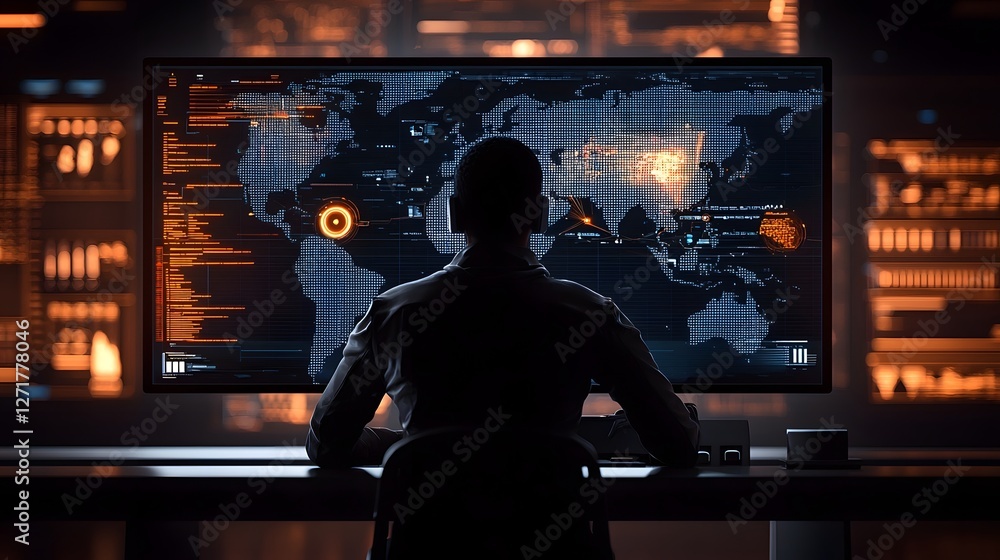 Poster futuristic ai powered social awareness hub featuring real time holographic data visualizations on gl