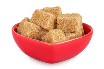 brown sugar in a ceramic bowl isolated on white background