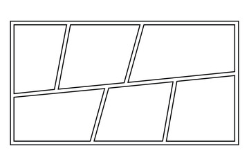 Blank Comic Strip Layout Template with Manga Panels for Storyboard and Illustration