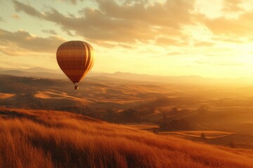 Obraz premium Hot Air Balloon Over Field