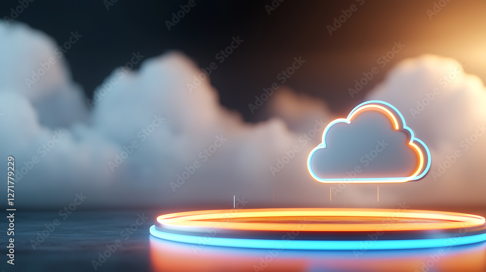 Aufkleber dynamic internet-powered cloud platforms illuminating the future of technology digital realm 3d visu