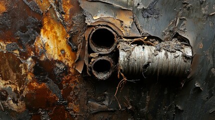 Rusty Metal Pipes and Decayed Surface: A Detailed Industrial Abstract