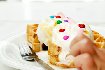 ice cream waffles sweets