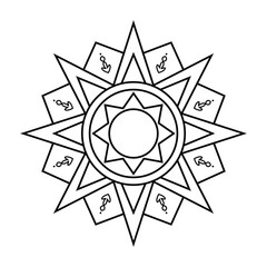 Sacred Geometry Mandala, Intricate Floral Star Pattern, Abstract Symmetrical Line Art for Coloring