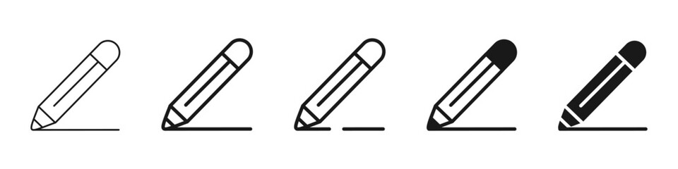 Obraz premium Pen write icon. Pencil writing, signature pen. Straight line writing. Vector illustration