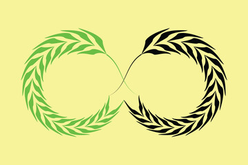 Green and black color leaf circle  nature vector design. 