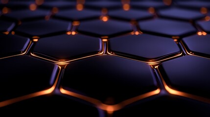 Obraz premium Abstract Futuristic Hexagon Grid Structure Network Connection Technology Visualisation Illustration Dark Theme Design