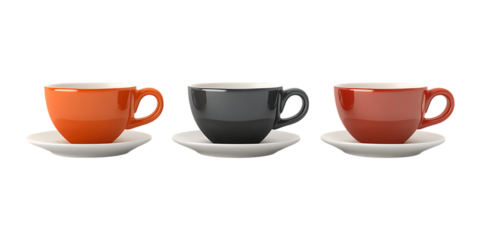 Set of 3D Coffee Cup PNG Against Transparent Background for Cafe Branding, Beverage Promotions, or Morning Routine Concepts