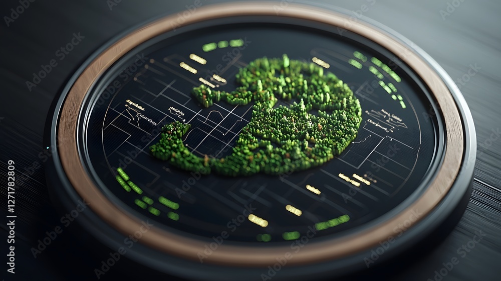 Poster futuristic holographic dashboard displaying advanced ai powered climate change analytics environment