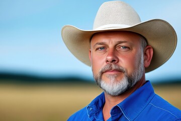 Fototapeta premium Close-up of a Farmer’s Face at Golden Hour