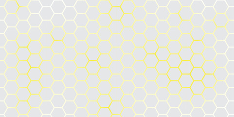 Seamless Honeycomb Pattern Background – Minimalist Yellow Hexagons. Abstract hexagon gradient with yellow light. Illustration. Vector. Hexagon. 