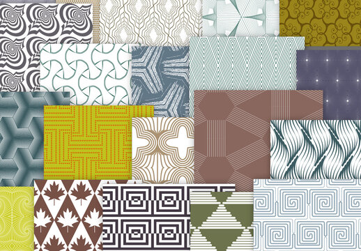 Seamles Simple Geometric Patters Bright Colored