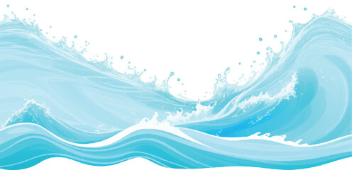 Tranquil Water Wave Background Featuring a Beautiful Watercolor Texture in Soft Shades of Blue and Green, Perfect for Elegant and Calm Ocean-Themed Visual Design Work.
