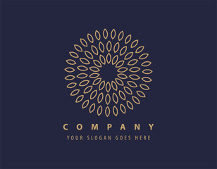 Tree shape sunflower vector logos. Nature trees vector illustration logo design. gold leaf