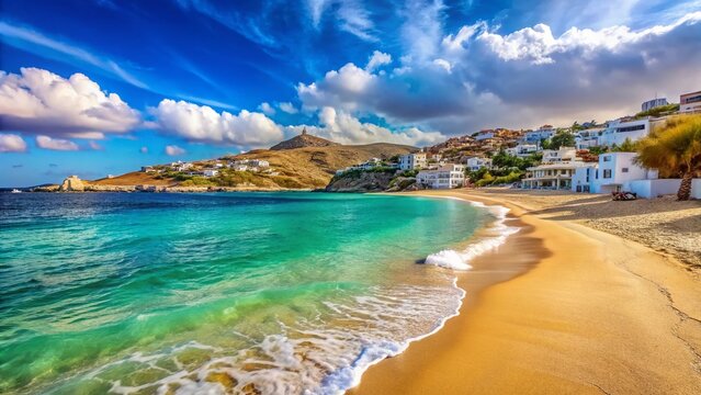 Deserted Kalafati Beach, Mykonos in Winter: Turquoise Waters & Sandy Shores, Cyclades, Greece