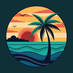 tropical beach with palm trees