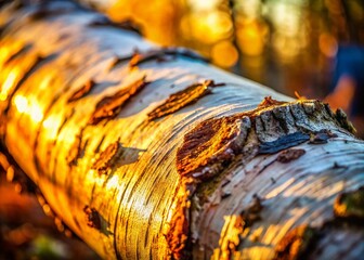 Detailed Macro Photography of Old Birch Log Texture - Rustic Wood Background