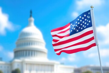 Close View of American Flag Waving