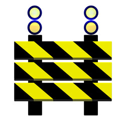 Road Obstacles: 3D Illustration of Construction Warning
