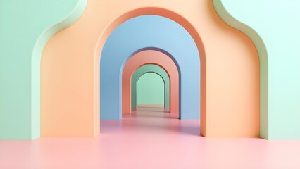 Fototapeta premium The dreamy space of the arched corridor