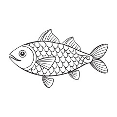 intricate fish pattern line illustration isolate.