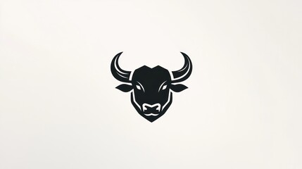 Black bull head logo on plain background, for branding or design use