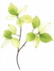White Flower with Green Leaves
