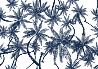 Abstract Aloha hibiscus coconut tree  Hawaiian tropical seamless pattern. nature floral abstract background. Summers,fabric  © Ureal