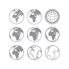 Minimalist Planet Earth Vector Icons with Adjustable Stroke for Websites, Apps, and Templates