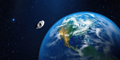 Fototapeta premium Close Up of Asteroid Nearing Earth for Impact