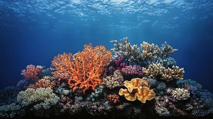 Naklejka premium Vibrant Coral Reef Underwater Scene