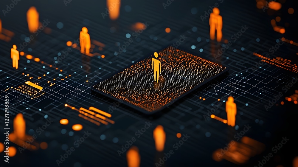 Poster holographic ai enhanced platform displaying real time global efforts to prevent human trafficking an