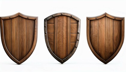 wooden shield isolated on white