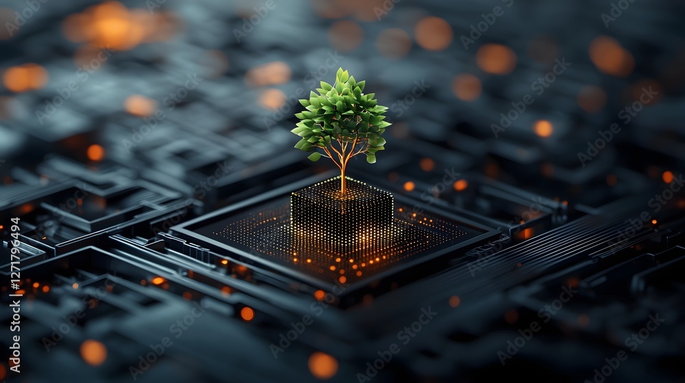 Poster holographic data visualization dashboard tracking corporate sustainability efforts and environmental