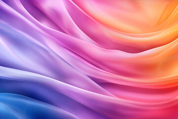 Obraz premium Vibrant fabric waves in shades of pink, purple, and orange create dreamy, soft background. flowing textures evoke sense of calm and creativity