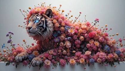 The beautiful teague consists of flowers on a white background