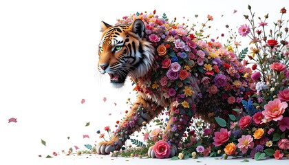 The beautiful teague consists of flowers on a white background