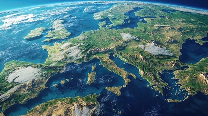 European continent from space showing land masses and oceans