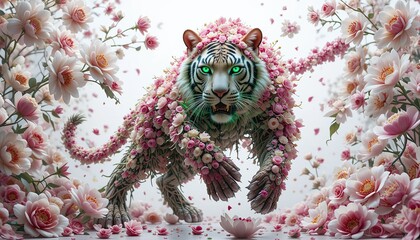 The beautiful teague consists of flowers on a white background